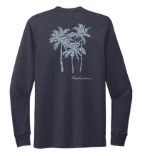 Load image into Gallery viewer, Alexandra Catherine, Palm Trees, Unisex Crew Neck Long Sleeve T-shirt in Deep Sea Blue