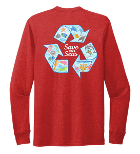 Lauren Gilliam, Recycle, Unisex Crew Neck Long Sleeve T-shirt in Bravo Red