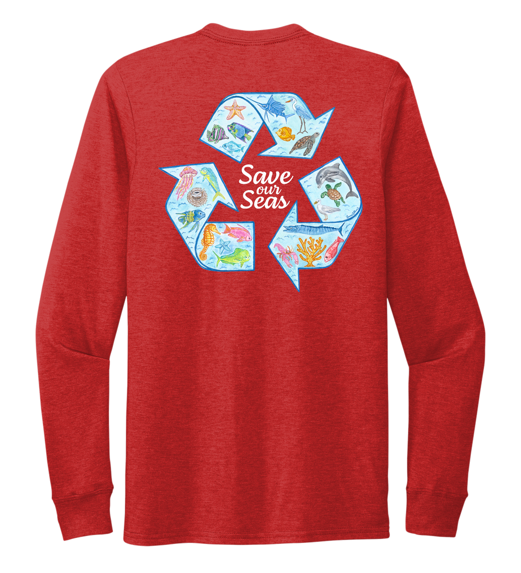 Lauren Gilliam, Recycle, Unisex Crew Neck Long Sleeve T-shirt in Bravo Red