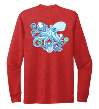 Load image into Gallery viewer, Lauren Gilliam, Octopus, Unisex Crew Neck Long Sleeve T-shirt in Bravo Red
