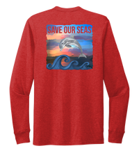 Load image into Gallery viewer, Lauren Gilliam, Dolphin, Unisex Crew Neck Long Sleeve T-shirt in Bravo Red