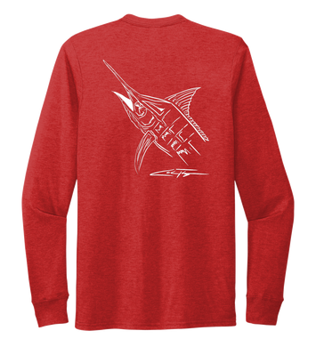 Colin Thompson, Marlin, Crew Neck Long Sleeve T-Shirt in Bravo Red