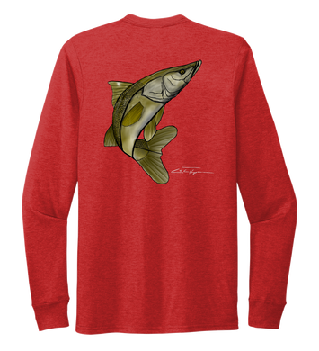Colin Thompson, Snook, Crew Neck Long Sleeve T-Shirt in Bravo Red