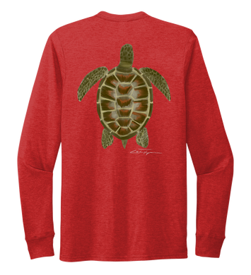Colin Thompson, Turtle, Crew Neck Long Sleeve T-Shirt in Bravo Red