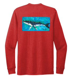 Ronnie Reasonover, The Whale, Crew Neck Long Sleeve T-Shirt in Bravo Red