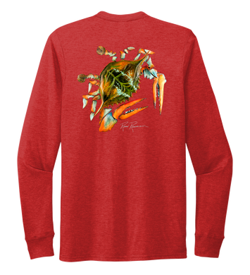 Ronnie Reasonover, The Crab, Crew Neck Long Sleeve T-Shirt in Bravo Red