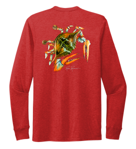 Ronnie Reasonover, The Crab, Crew Neck Long Sleeve T-Shirt in Bravo Red