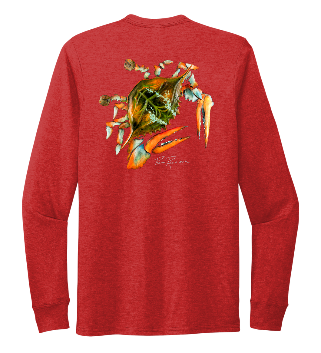 Ronnie Reasonover, The Crab, Crew Neck Long Sleeve T-Shirt in Bravo Red
