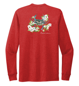 Alexandra Catherine, Blue Crab, Unisex Crew Neck Long Sleeve T-shirt in Bravo Red