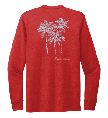 Alexandra Catherine, Palm Trees, Unisex Crew Neck Long Sleeve T-shirt in Bravo Red