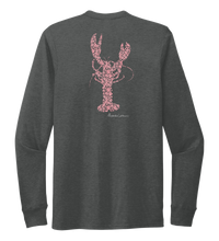 Load image into Gallery viewer, Alexandra Catherine, Fleur Pink Lobster, Unisex Crew Neck Long Sleeve T-shirt in Slate Black