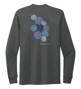 Alexandra Catherine, Tossed Seashells, Unisex Crew Neck Long Sleeve T-shirt in Slate Black