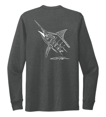 Colin Thompson, Marlin, Crew Neck Long Sleeve T-Shirt in Slate Black