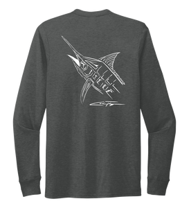 Colin Thompson, Marlin, Crew Neck Long Sleeve T-Shirt in Slate Black