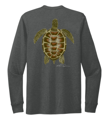 Colin Thompson, Turtle, Crew Neck Long Sleeve T-Shirt in Slate Black