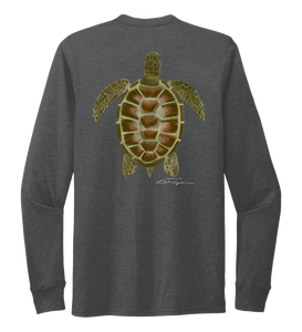 Colin Thompson, Turtle, Crew Neck Long Sleeve T-Shirt in Slate Black