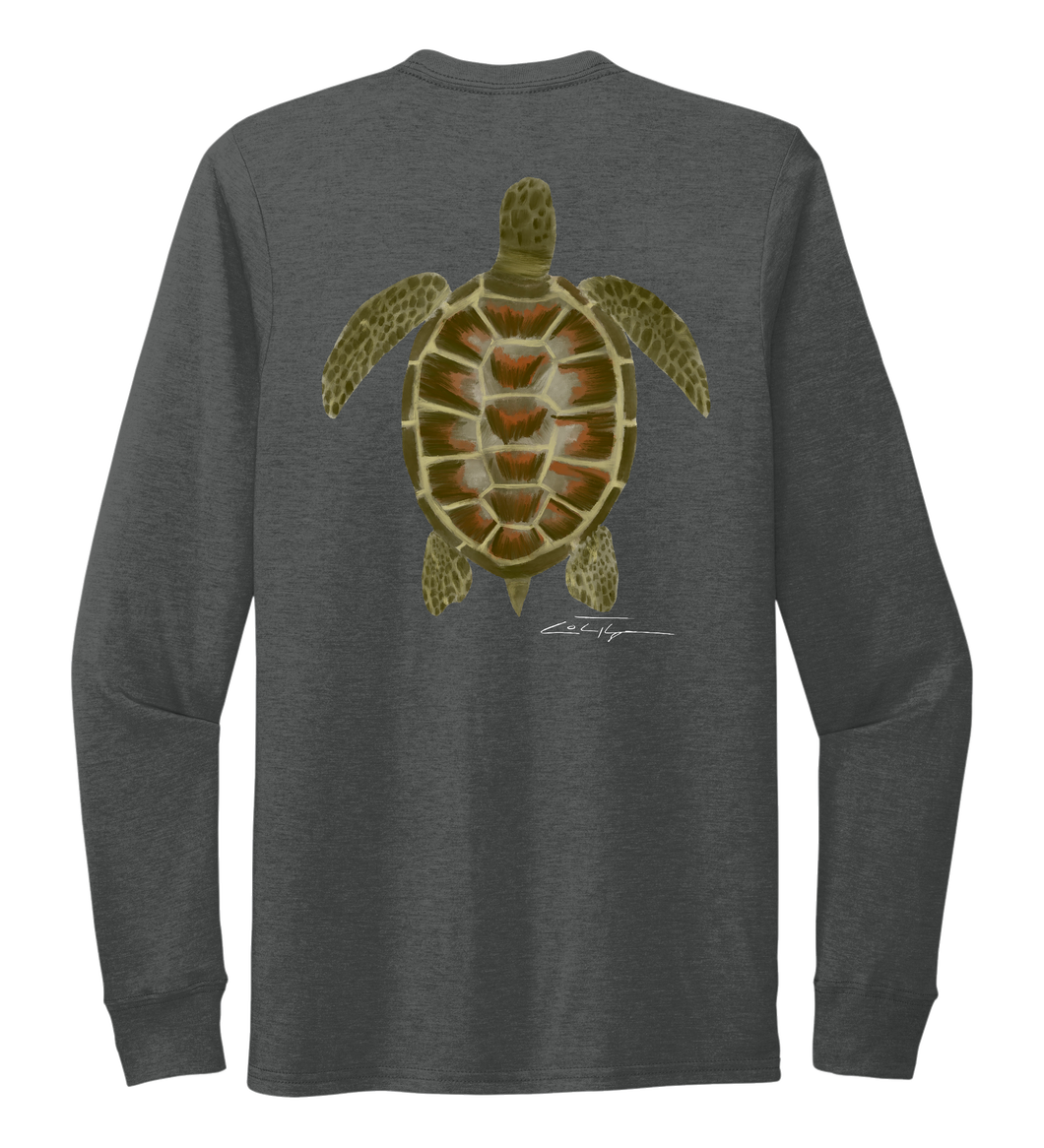 Colin Thompson, Turtle, Crew Neck Long Sleeve T-Shirt in Slate Black