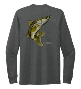 Colin Thompson, Snook, Crew Neck Long Sleeve T-Shirt in Slate Black
