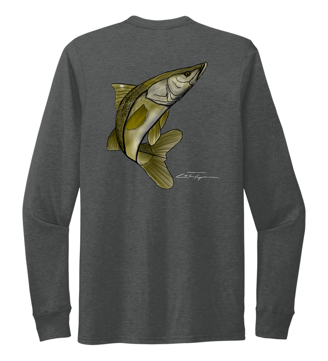 Colin Thompson, Snook, Crew Neck Long Sleeve T-Shirt in Slate Black