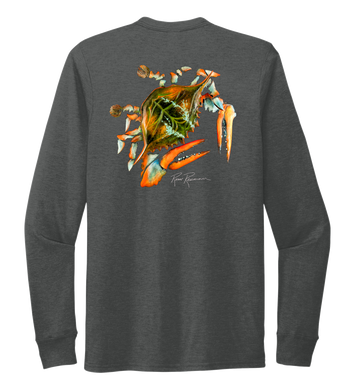 Ronnie Reasonover, The Crab, Crew Neck Long Sleeve T-Shirt in Slate Black