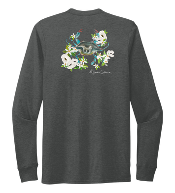 Alexandra Catherine, Blue Crab, Unisex Crew Neck Long Sleeve T-shirt in Slate Black