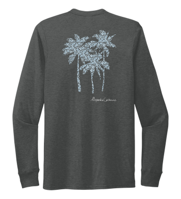 Alexandra Catherine, Palm Trees, Unisex Crew Neck Long Sleeve T-shirt in Slate Black