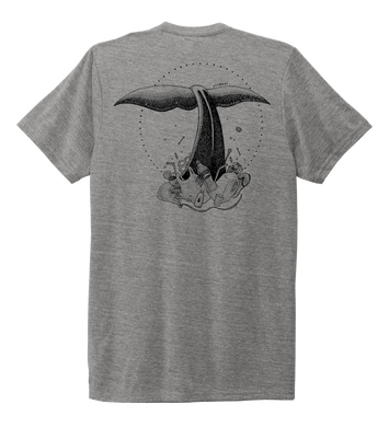 STYNGVI, Whale Fluke, Unisex Crew Neck T-shirt in Oyster Grey