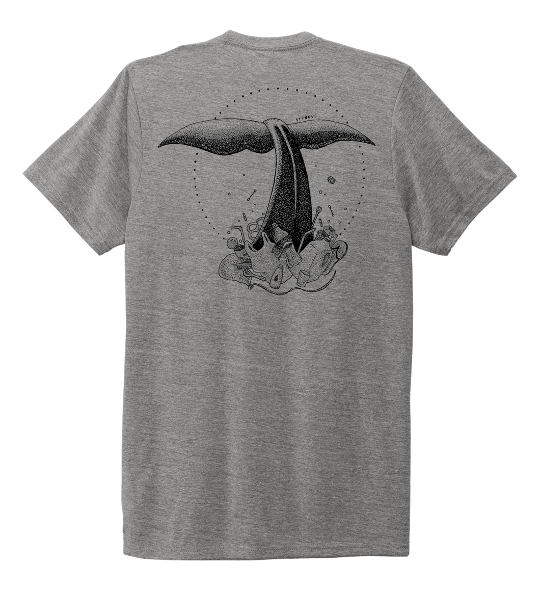 STYNGVI, Whale Fluke, Unisex Crew Neck T-shirt in Oyster Grey