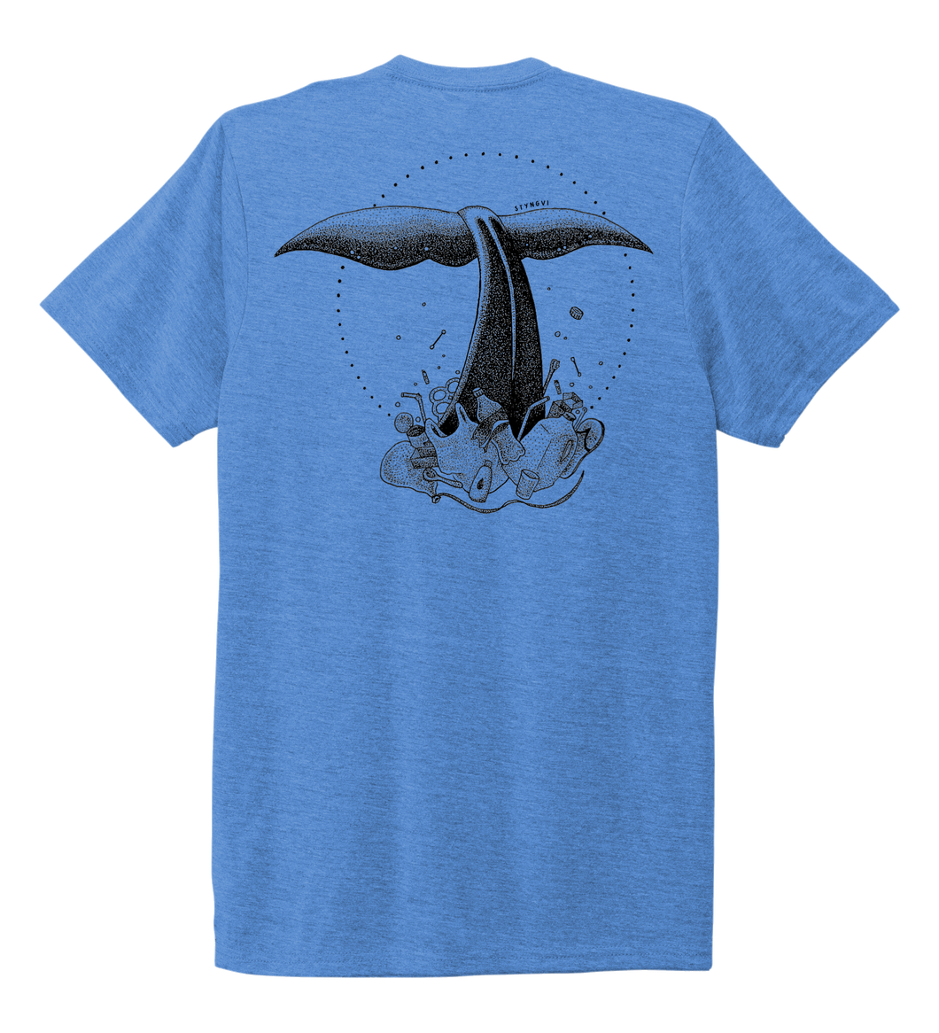 STYNGVI, Whale Fluke, Unisex Crew Neck T-shirt in Sky Blue