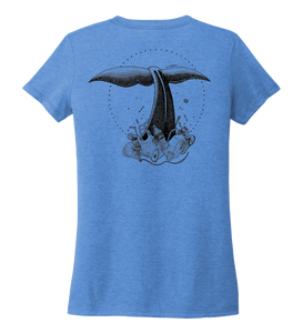 STYNGVI, Whale Fluke, Women's V-neck T-shirt in Sky Blue