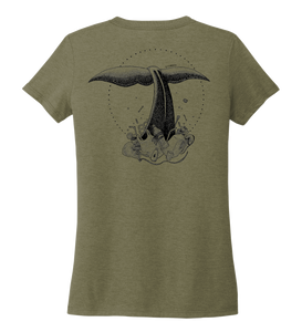 STYNGVI, Whale Fluke, Women's V-neck T-shirt in Earthy Green