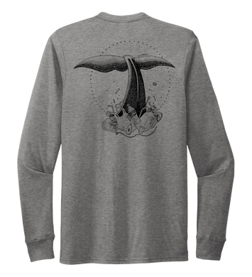 STYNGVI, Whale Fluke, Unisex Crew Neck Long Sleeve T-shirt in Oyster Grey