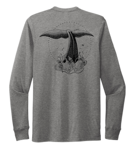 STYNGVI, Whale Fluke, Unisex Crew Neck Long Sleeve T-shirt in Oyster Grey