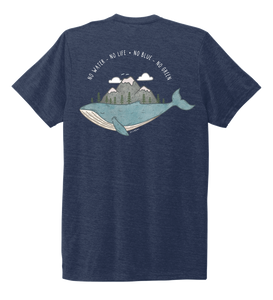 STYNGVI, No Water-No Life-No Blue-No Green, Unisex Crew Neck T-shirt in Deep Sea Blue
