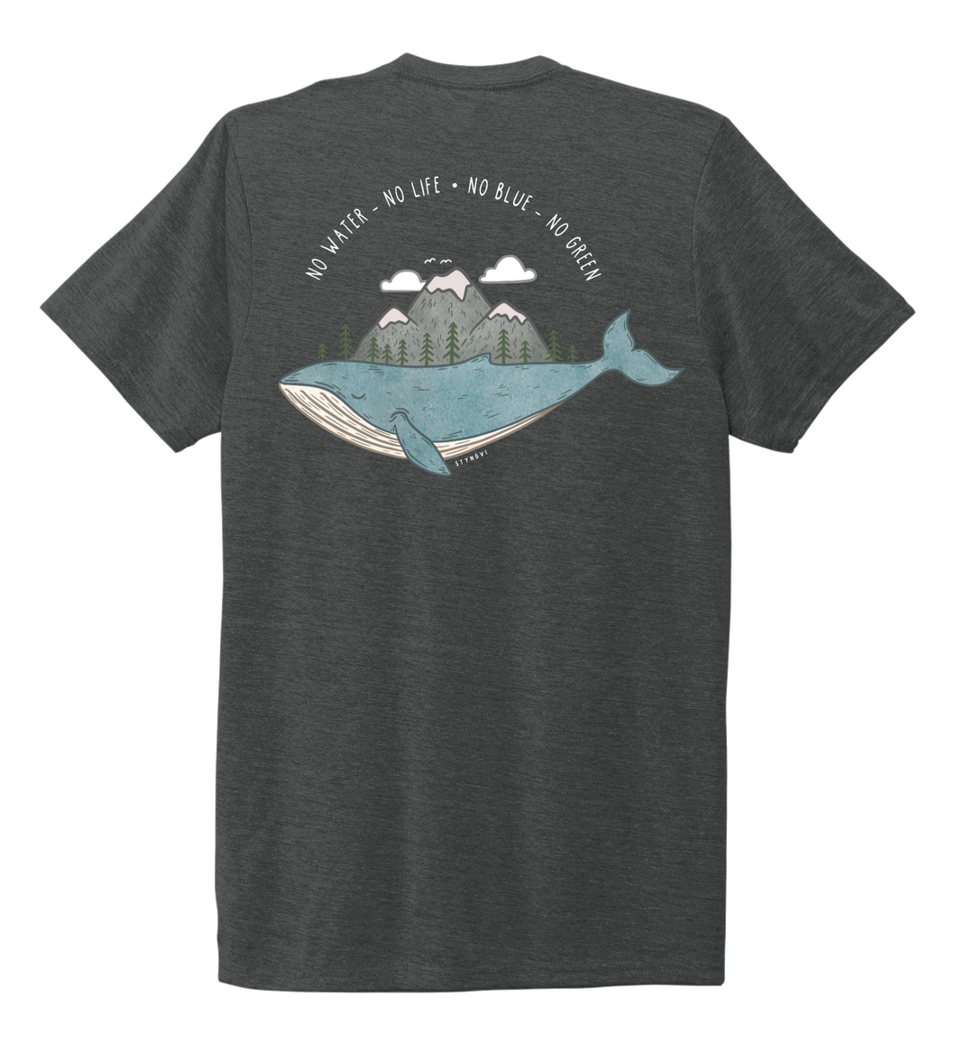 STYNGVI, No Water-No Life-No Blue-No Green, Unisex Crew Neck T-shirt in Slate Black