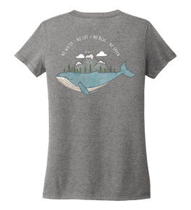 STYNGVI, No Water-No Life-No Blue-No Green, Women's V-neck T-shirt in Oyster Grey