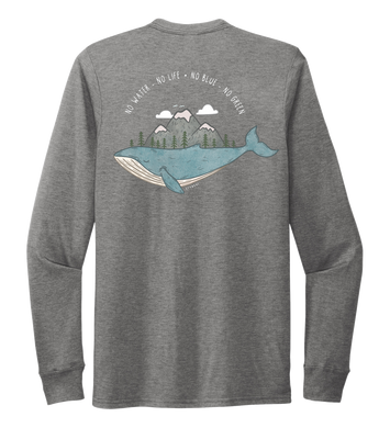 STYNGVI, No Water-No Life-No Blue-No Green, Unisex Crew Neck Long Sleeve T-shirt in Oyster Grey
