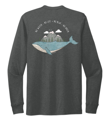 STYNGVI, No Water-No Life-No Blue-No Green, Unisex Crew Neck Long Sleeve T-shirt in Slate Black