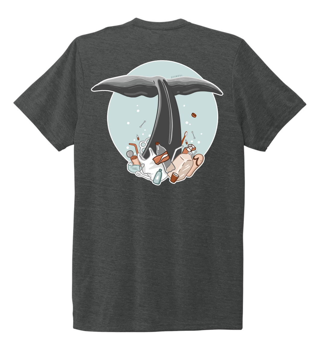 STYNGVI, Whale Fluke (colored), Unisex Crew Neck T-shirt in Slate Black