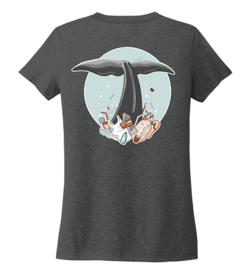 STYNGVI, Whale Fluke (colored), Women's V-neck T-shirt in Slate Black
