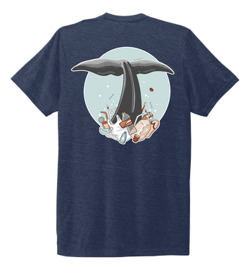 STYNGVI, Whale Fluke (colored), Unisex Crew Neck T-shirt in Deep Sea Blue