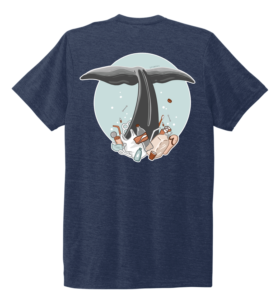 STYNGVI, Whale Fluke (colored), Unisex Crew Neck T-shirt in Deep Sea Blue