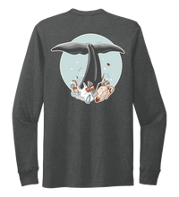 Load image into Gallery viewer, STYNGVI, Whale Fluke (colored), Unisex Crew Neck Long Sleeve T-shirt in Slate Black