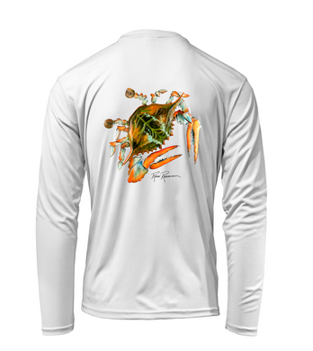 Ronnie Reasonover, The Crab, Performance Long Sleeve Shirt in Marine White