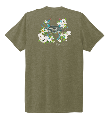 Alexandra Catherine, Blue Crab, Unisex Crew Neck T-shirt in Earthy Green