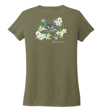 Alexandra Catherine, Blue Crab, Women's V-neck T-shirt in Earthy Green