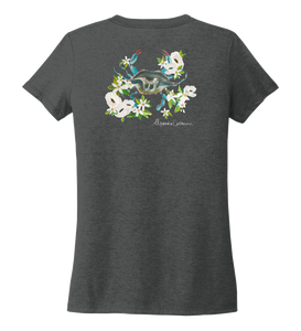 Alexandra Catherine, Blue Crab, Women's V-neck T-shirt in Slate Black
