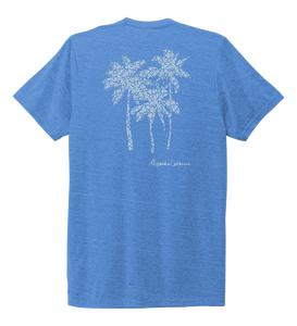 Alexandra Catherine, Palm Trees, Unisex Crew Neck T-shirt in Sky Blue