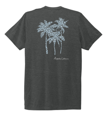 Alexandra Catherine, Palm Trees, Unisex Crew Neck T-shirt in Slate Black