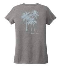 Load image into Gallery viewer, Alexandra Catherine, Palm Trees, Women&#39;s V-neck T-shirt in Oyster Grey